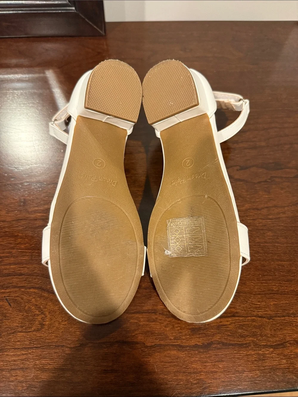 Dream Pairs White Ankle-Strap Low Block Heels